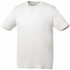 A white short-sleeve tech tee for men, featuring a simple design and a logo on the label.