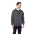 A men's hoodie in dark grey featuring a zip front, with a drawstring hood and front pockets.