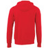 A red men's fleece zip hoodie featuring a hood and long sleeves, showcasing a plain back view.