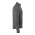 A grey men's jacket featuring a zip front, high collar, and a logo, with side pockets for storage.