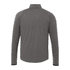 A grey men's jacket featuring long sleeves and a collar, with a logo on the design.