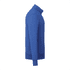 A blue men's full zip fleece jacket featuring a collar and a side pocket. It has a logo on the fabric.