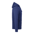 A navy blue men's hoody with a front pocket and a hood, featuring a logo on the side.