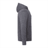 A grey eco knit hoody with a hood and a front pocket, showcasing a sleek, modern design.