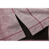 A close-up of a maroon and grey knitted half zip jumper, featuring side slits and contrasting stitching.