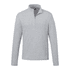 A light grey quarter zip jacket for men with long sleeves, featuring a logo on the side.