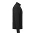 A black quarter zip jacket with long sleeves featuring a collar and a branding logo.