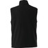 A black men's polyfleece vest with a high collar, featuring a logo.