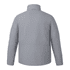 A grey insulated puffer jacket with a high collar and long sleeves, featuring a small logo on the back.