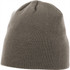 A unisex level knit beanie in a muted olive green colour, featuring a minimalistic design and a logo.