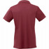 A maroon women's polo shirt with a simple design, featuring a collar and short sleeves. It has a logo on the back.