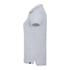 A grey short sleeve polo shirt for women featuring a simple design and a logo.
