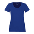 A women's short sleeve T-shirt in a vibrant blue colour, featuring a round neckline and a small logo.