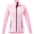A women's polar fleece jacket in soft pink, featuring a full zip and two front pockets. It has a logo on the chest.