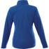 A women's polar fleece jacket in a vibrant blue, featuring a high collar and long sleeves, with a logo on the back.