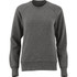 A grey women's crew jumper featuring long sleeves and a relaxed fit, with a logo on the garment.