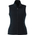 A women's sleeveless vest in black, featuring a zip front and two zipped side pockets. Includes a logo.