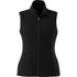 A women's Tyndall Polyfleece vest in black with a zip front and side pockets. Features a logo on the chest.