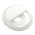 A white circular LED light with a flat base and a semi-circular opening for mounting. It features a smooth finish and has a logo.