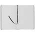 A blank lined notebook in black, featuring a ribbon marker and a sturdy cover, ideal for note-taking or journaling.