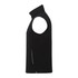 A black eco waterproof softshell vest with a high collar and zippered pocket, featuring a logo.
