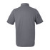 A men's polo shirt in grey, featuring short sleeves and a collar. The back view shows a simple design with a logo.