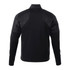 A black men's performance jacket featuring a full zip and thumb holes, with textured detailing on the sleeves.