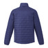 A navy lightweight packable insulated puffer jacket, featuring a quilted design and collar, with a logo on the back.