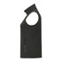 A women's eco waterproof softshell vest in dark grey with a zippered pocket and no sleeves. Features a branding logo.