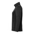 A black women's softshell jacket with a high collar, featuring zip pockets and a logo.