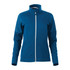 A women's full zip performance jacket in a vibrant blue, featuring thumb holes and a textured sleek design.