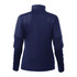 A navy women's full zip performance jacket with thumb holes, featuring a structured fabric design and a collar.