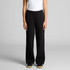 Cuffless track pants in black with a relaxed fit and an elastic waistband, featuring a logo.