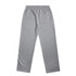 A pair of grey cuffless track pants with an elastic waistband and a back pocket. Features a logo.