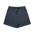 A pair of dark grey sports shorts with an elastic waistband and drawstring, featuring a logo.