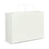 A large, plain white paper carry bag with two handles. The bag features a smooth finish and no visible designs.
