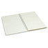 A medium-sized notebook featuring lined pages and a spiral binding, presented in a pale colour.