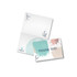 A thank you card with a pastel design, featuring leaves and abstract colour blocks. It comes with a matching envelope.