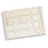 A wooden model kit for a bus, featuring cut-out sections on a light wooden board. Includes various pieces for assembly.