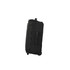 A wheeled duffle bag in black with multiple compartments and a sturdy handle for easy transport.