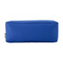 A blue utility case with a rectangular shape, featuring a textured surface and a logo.