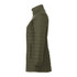 A lightweight packable insulated puffer jacket in olive green, featuring a high collar and zippered pockets.