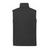 A black eco waterproof softshell vest with a high collar and a plain back. It features a logo on the design.
