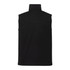 A black eco waterproof softshell vest with a high collar and no sleeves, featuring a logo.