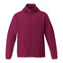 A maroon men's packable rain jacket featuring a hood and full zip front, with an understated design and logo.