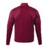 A burgundy men's performance jacket featuring a full zip and thumb holes, with a textured design and a logo.