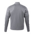 A grey full zip performance jacket featuring knit texture and thumb holes, complete with a logo.