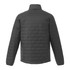 A lightweight, packable insulated puffer jacket in dark grey, featuring a quilted texture and a collar.
