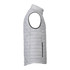A lightweight packable insulated puffer vest in light grey, featuring a zippered side pocket and a stand-up collar.