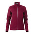 A women's full zip performance jacket in burgundy, featuring thumb holes and textured panels. Includes a logo.